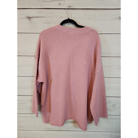 Heyson Women's Pink Knit Solid Long Sleeve 4 Button Henley Sweater Size 2XL - Picture 2 of 6